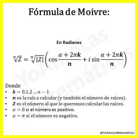 F Rmula De Moivre F Rmulas Matematicas Geometr A F Sica Lgebra