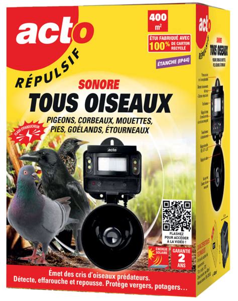 Répulsif Sonore Solaire Oiseaux ACTO Gamm vert