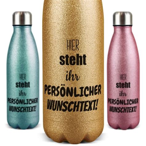 Glitzer Trinkflasche Edelstahl Selbst Gestalten Tassendruck