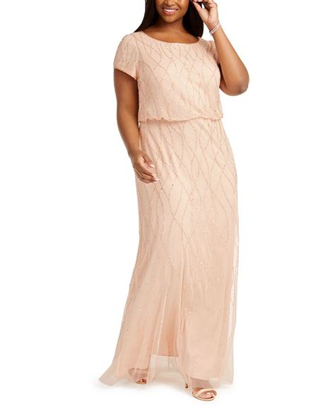 Adrianna Papell Plus Size Beaded Blouson Gown Macys