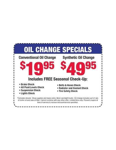 Printable Take 5 Oil Change Coupons