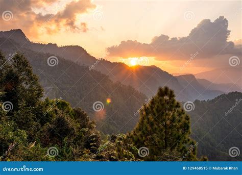 Sunset in Himalayas stock image. Image of third, chopta - 129468515