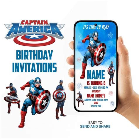 Captain America Birthday Etsy