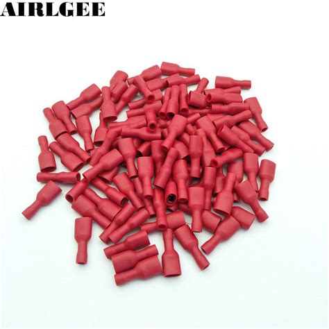 100 Pcs 22 16AWG FDFD1 250 Red Female Spade Connector Insulated Crimp