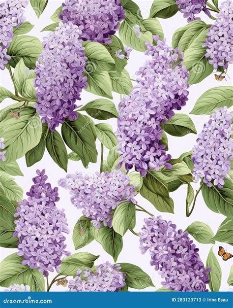 Lilac Seamless Pattern Ai Generative Stock Image Image Of Romantic