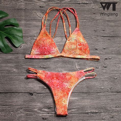 Brazilian Bikini Set Floral Swimwear Female Push Up Bikinis Thong