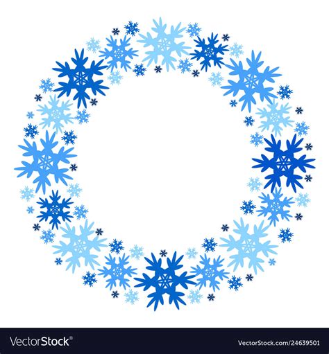 Round Winter Frame Snowflakes Isolated Royalty Free Vector