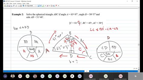 Napier S Rule Example On Oblique Spherical Triangle Youtube