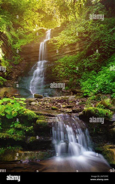 vibrant calm landscape background beautiful stream waterfall