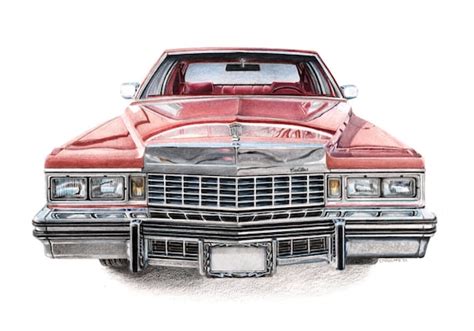 1977 Cadillac Colored Pencil Drawing Car Art Etsy