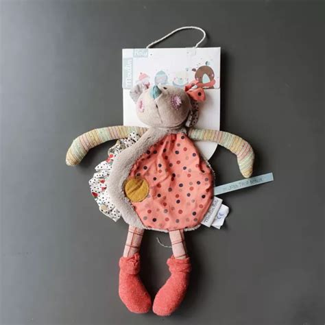 Doudou Plat Souris Les Jolis Trop Beaux Moulin Roty Gris Rose Vert Neuf