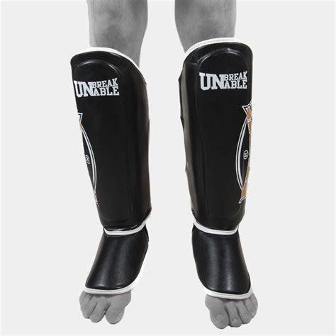 Sandee Cool Tec Black Gold White Leather Shin Guards Fight Supplies UK