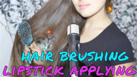 Asmr Lipstick Applying Hair Brushing Kisses Rambling Tapping