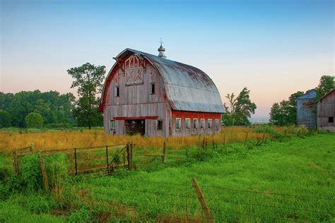 Old Weathered Red Barn At Sunrise Howard County Indiana Photograph By