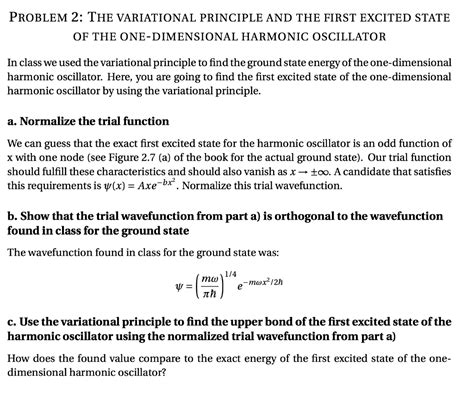 Solved Problem The Variational Principle And The First Chegg