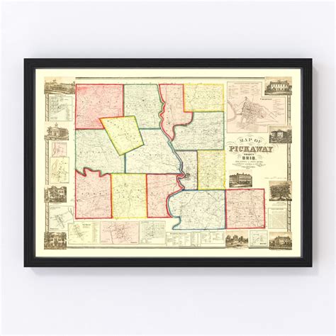 Vintage Map Of Pickaway County Ohio By Ted S Vintage Art