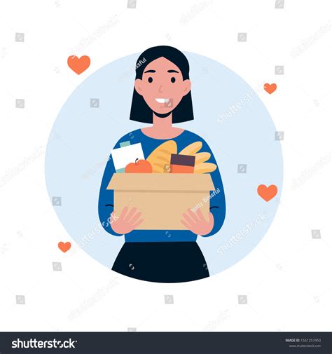 Woman Character Volunteer Hold Big Box Stock Vector Royalty Free