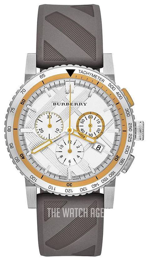 Burberry Belt Chronograph Silver Dial Brown Rubber Strap Watch For Men