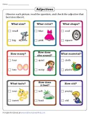 Adjective Worksheets For Grade 1