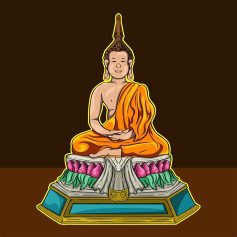 Gautama Buddha Line Decorative Drawing Sitting Or Meditating Buddha