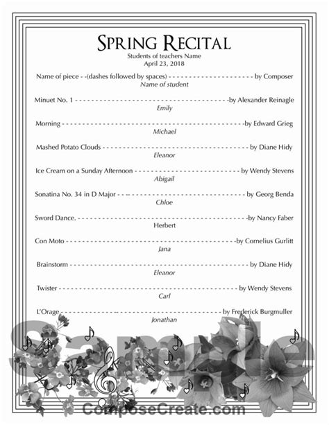 Editable Recital Program Package Spring Recital Programs