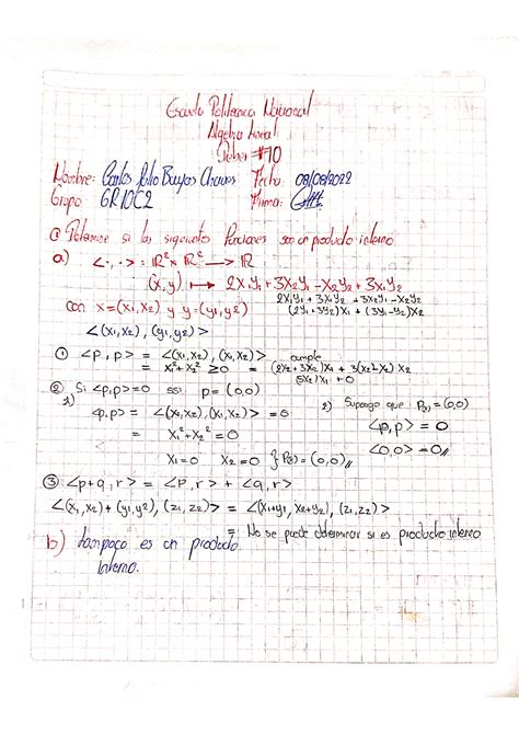 Deber 10 Carlos Bayas Ejercicios realizados Álgebra Lineal Studocu