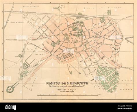 Albacete Plano Antiguo De La Cuidad Antike Stadt Plan Martin C1911