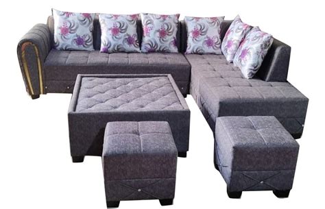 7 Seater Fabric Grey L Shape Wooden Sofa Set At Rs 28000 Set In Bhiwani