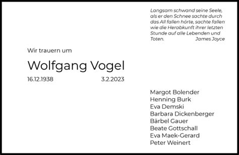 Traueranzeigen Von Wolfgang Vogel Trauer Rheinmain De