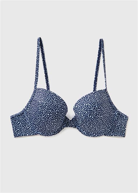 Navy Spot Cupped Bikini Top Matalan