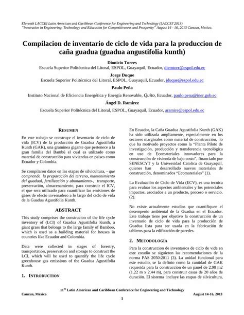 PDF Compilacion De Inventario De Ciclo De Vida Para La Que Ha