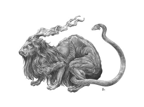 Chimera Art Print Drawing Scottish Folklore | The Shepherd's Knot