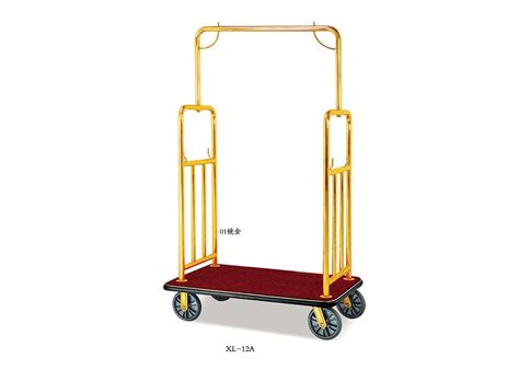 Stainless Steel Chrome Brass Finish Hotel Luggage Trolley Rolling