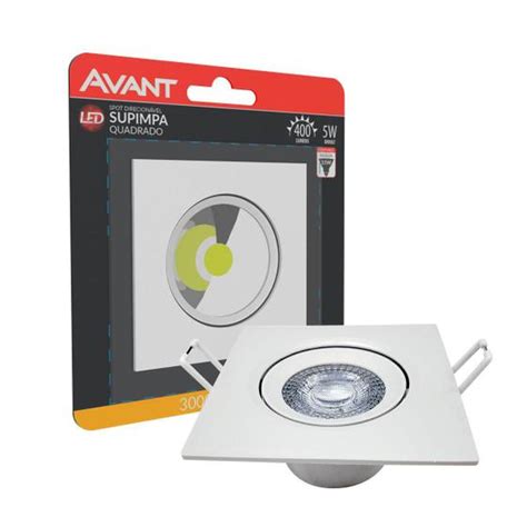 Spot Led Avant Supimpa Quadrado 5w Luz Amarela 3000k Bivolt Spot