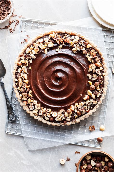 Chocolate Hazelnut Tart Vegan With GF Option Crumbs Caramel