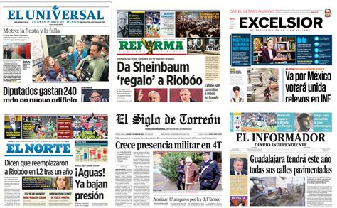 Las portadas impresas de los periódicos más importantes de México