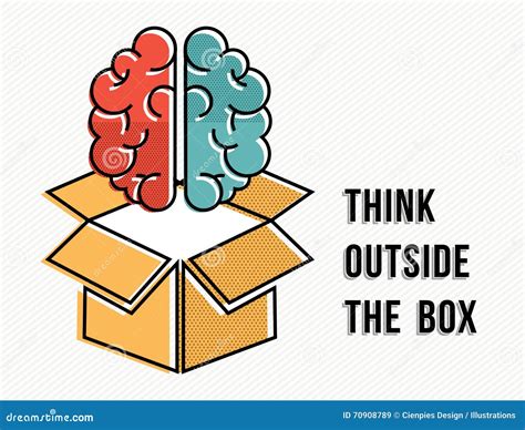 Think Outside The Box Concept With Brain Design Stock Vector