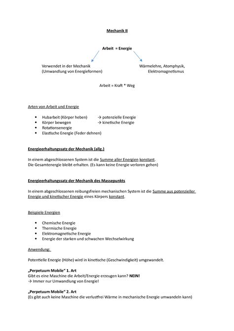 Vorlesungsnotizen Zur Thematik Mechanik Ii Mechanik Ii Arbeit