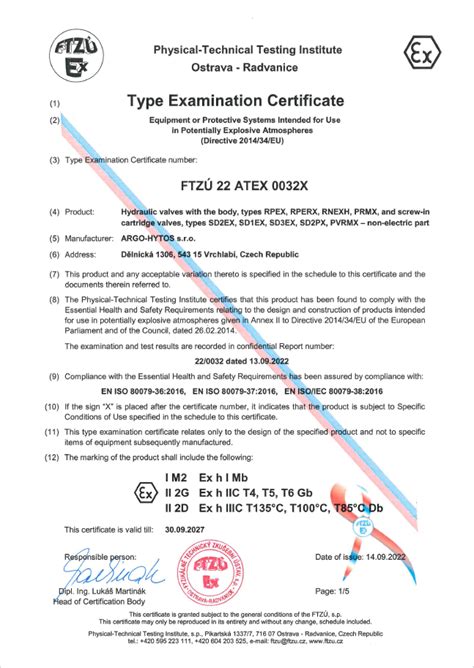 Atex Type Examination Certificate Atex Type Examination Certificate