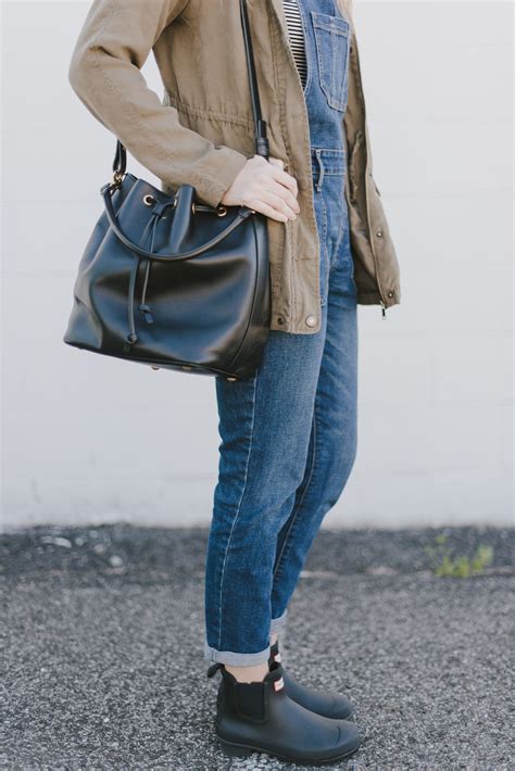 Overalls Outfit Hunter Chelsea Boots Bucket Back Ysl Green Parka