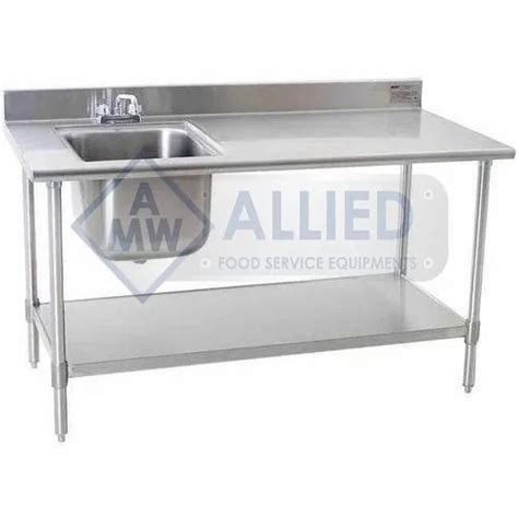 Silver Stainless Steel Work Table With Sink At Best Price In New Delhi