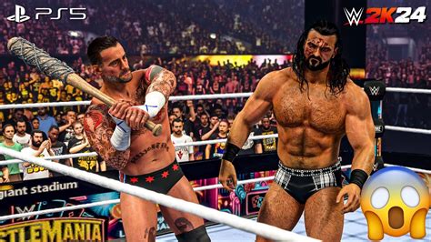 WWE 2K24 CM Punk Vs Drew McIntyre No Holds Barred Match At