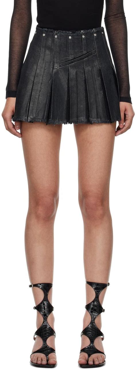 Dion Lee Laminated Denim Miniskirt In Black Lyst