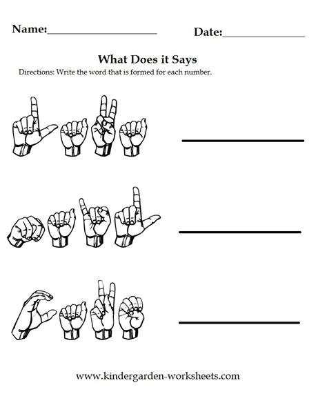 Beginner Printable Sign Language Worksheets