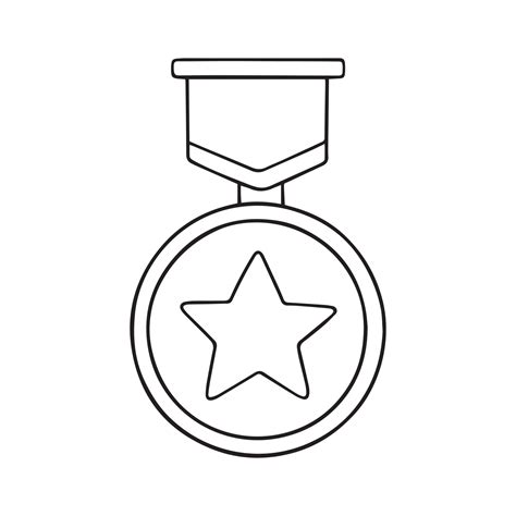 Hand Drawn Medal Doodle Champion And Winner Awards Medal With Ribbon