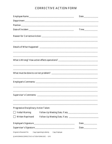 Fillable Corrective Action Form Printable Forms Free Online