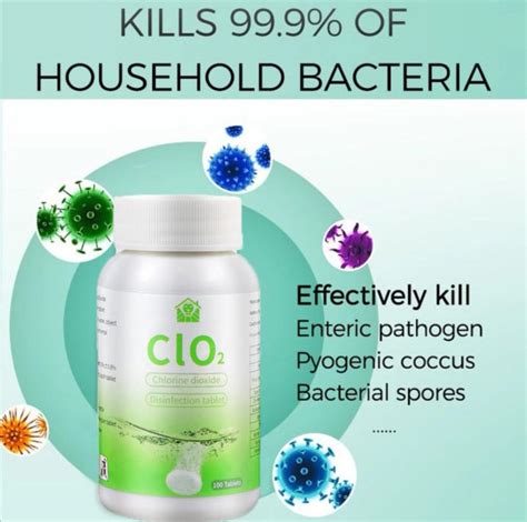 Chlorine Dioxide, 二氧化氯, (ClO2) Disinfectant Tablet @100 Tablet/Bottle ...