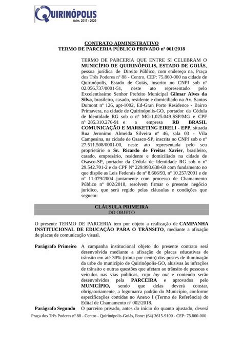 PDF TERMO DE PARCERIA QUE ENTRE SI CELEBRAM O MUNICÍPIO DE