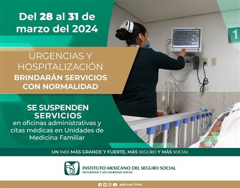 Brindará IMSS Servicios de Urgencias y Atención Médica durante el