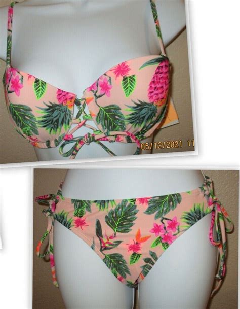 Xhilaration Island Tropical Lace Up Push Up Bikini Tops Or Strappy